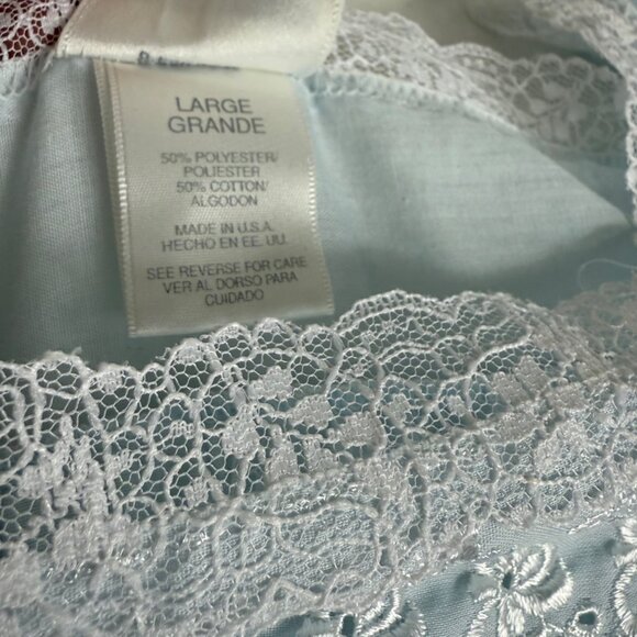 Adonna Light Blue Nightgown Size L Lace Trim Cap Sleeve VTG Cotton Blend USA - Picture 6 of 13